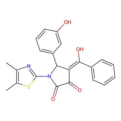 (4E)-1-(4,5-dimethyl-1,3-thiazol-2-yl)-5-(3-hydroxyphenyl)-4-[hydroxy(phenyl)methylidene]pyrrolidine-2,3-dione structure