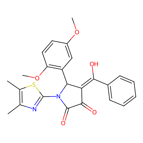 (4E)-5-(2,5-dimethoxyphenyl)-1-(4,5-dimethyl-1,3-thiazol-2-yl)-4-[hydroxy(phenyl)methylidene]pyrrolidine-2,3-dione structure