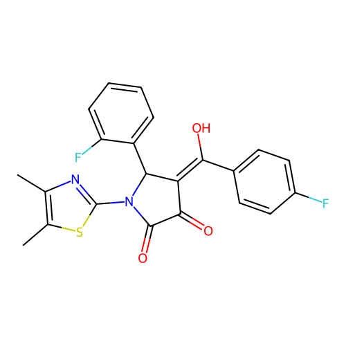 (4E)-1-(4,5-dimethyl-1,3-thiazol-2-yl)-5-(2-fluorophenyl)-4-[(4-fluorophenyl)(hydroxy)methylidene]pyrrolidine-2,3-dione structure