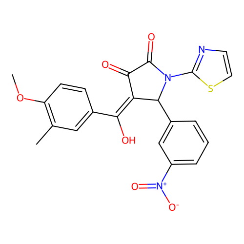(4E)-4-[hydroxy(4-methoxy-3-methylphenyl)methylidene]-5-(3-nitrophenyl)-1-(1,3-thiazol-2-yl)pyrrolidine-2,3-dione structure