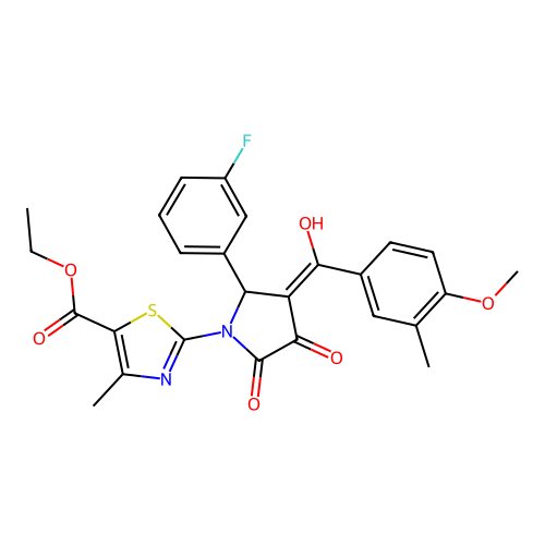 ethyl 2-(2-(3-fluorophenyl)-4-hydroxy-3-(4-methoxy-3-methylbenzoyl)-5-oxo-2,5-dihydro-1H-pyrrol-1-yl)-4-methylthiazole-5-carboxylate structure