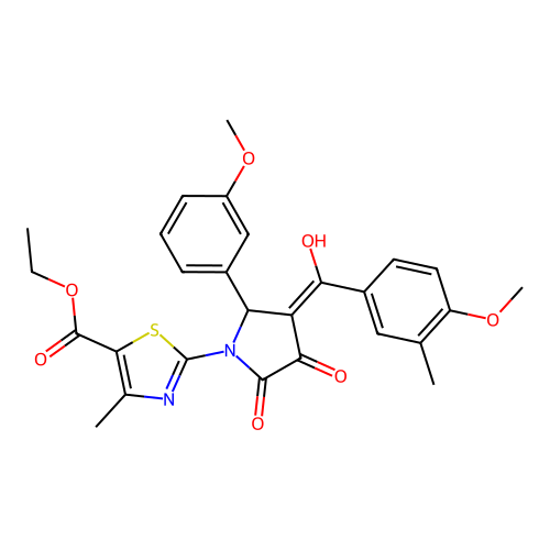 ethyl 2-(3-hydroxy-4-(4-methoxy-3-methylbenzoyl)-5-(3-methoxyphenyl)-2-oxo-2,5-dihydro-1H-pyrrol-1-yl)-4-methylthiazole-5-carboxylate structure