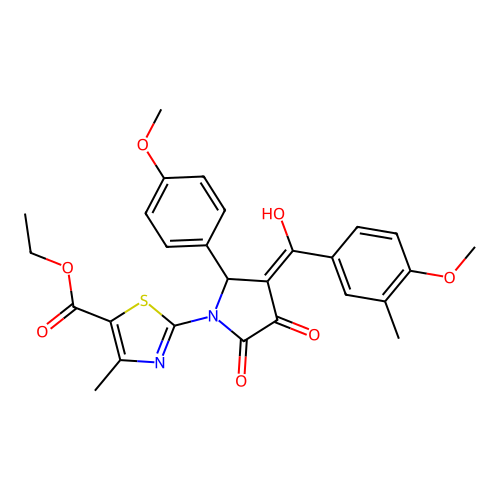 ethyl 2-(3-hydroxy-4-(4-methoxy-3-methylbenzoyl)-5-(4-methoxyphenyl)-2-oxo-2,5-dihydro-1H-pyrrol-1-yl)-4-methylthiazole-5-carboxylate structure