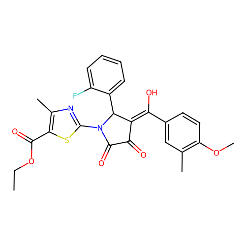 ethyl 2-(2-(2-fluorophenyl)-4-hydroxy-3-(4-methoxy-3-methylbenzoyl)-5-oxo-2,5-dihydro-1H-pyrrol-1-yl)-4-methylthiazole-5-carboxylate structure