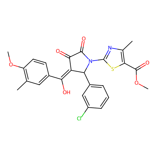 methyl 2-(2-(3-chlorophenyl)-4-hydroxy-3-(4-methoxy-3-methylbenzoyl)-5-oxo-2,5-dihydro-1H-pyrrol-1-yl)-4-methylthiazole-5-carboxylate structure