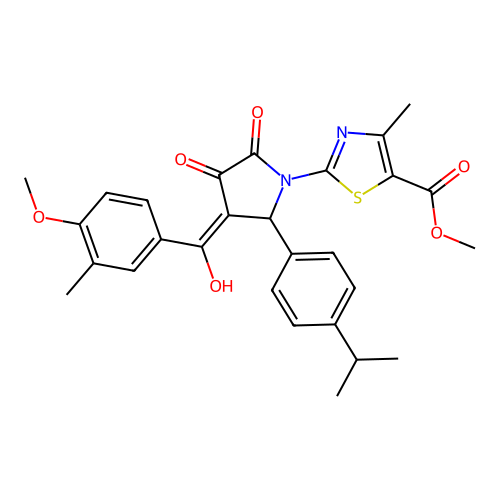 methyl 2-(3-hydroxy-5-(4-isopropylphenyl)-4-(4-methoxy-3-methylbenzoyl)-2-oxo-2,5-dihydro-1H-pyrrol-1-yl)-4-methylthiazole-5-carboxylate structure