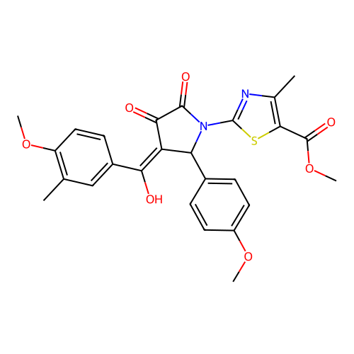 methyl 2-(3-hydroxy-4-(4-methoxy-3-methylbenzoyl)-5-(4-methoxyphenyl)-2-oxo-2,5-dihydro-1H-pyrrol-1-yl)-4-methylthiazole-5-carboxylate structure