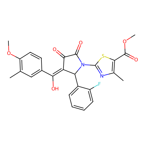 methyl 2-(2-(2-fluorophenyl)-4-hydroxy-3-(4-methoxy-3-methylbenzoyl)-5-oxo-2,5-dihydro-1H-pyrrol-1-yl)-4-methylthiazole-5-carboxylate structure