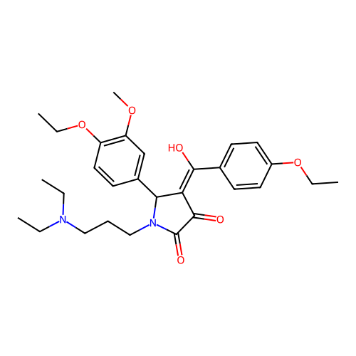 (4E)-1-[3-(diethylamino)propyl]-5-(4-ethoxy-3-methoxyphenyl)-4-[(4-ethoxyphenyl)-hydroxymethylidene]pyrrolidine-2,3-dione structure