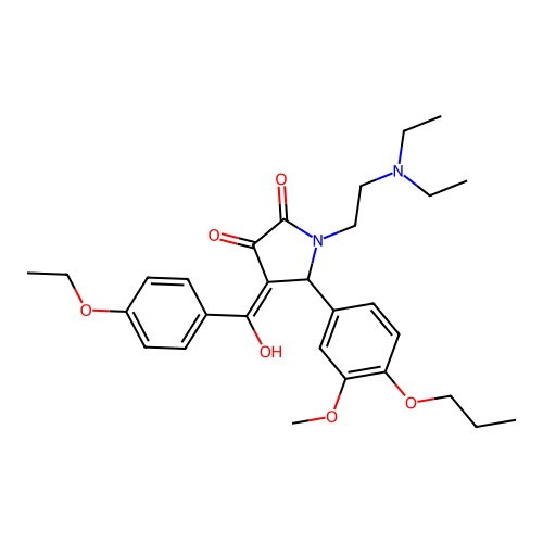 (4E)-1-(2-diethylaminoethyl)-4-[(4-ethoxyphenyl)-hydroxymethylidene]-5-(3-methoxy-4-propoxyphenyl)pyrrolidine-2,3-dione structure