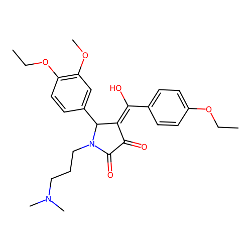 (4E)-1-[3-(dimethylamino)propyl]-5-(4-ethoxy-3-methoxyphenyl)-4-[(4-ethoxyphenyl)-hydroxymethylidene]pyrrolidine-2,3-dione structure