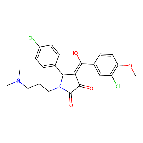 (4E)-4-[(3-chloro-4-methoxyphenyl)-hydroxymethylidene]-5-(4-chlorophenyl)-1-[3-(dimethylamino)propyl]pyrrolidine-2,3-dione structure