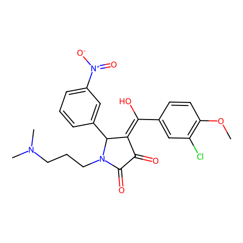 (4E)-4-[(3-chloro-4-methoxyphenyl)-hydroxymethylidene]-1-[3-(dimethylamino)propyl]-5-(3-nitrophenyl)pyrrolidine-2,3-dione structure