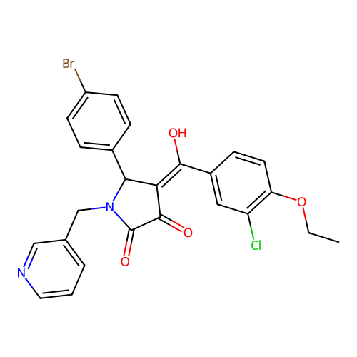 (4E)-5-(4-bromophenyl)-4-[(3-chloro-4-ethoxyphenyl)-hydroxymethylidene]-1-(pyridin-3-ylmethyl)pyrrolidine-2,3-dione structure
