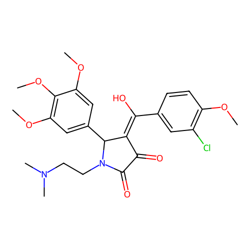 (4E)-4-[(3-chloro-4-methoxyphenyl)-hydroxymethylidene]-1-(2-dimethylaminoethyl)-5-(3,4,5-trimethoxyphenyl)pyrrolidine-2,3-dione structure