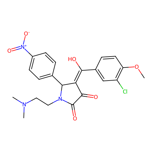 (4E)-4-[(3-chloro-4-methoxyphenyl)-hydroxymethylidene]-1-(2-dimethylaminoethyl)-5-(4-nitrophenyl)pyrrolidine-2,3-dione structure