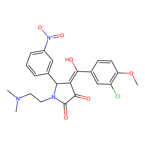 (4E)-4-[(3-chloro-4-methoxyphenyl)-hydroxymethylidene]-1-(2-dimethylaminoethyl)-5-(3-nitrophenyl)pyrrolidine-2,3-dione structure