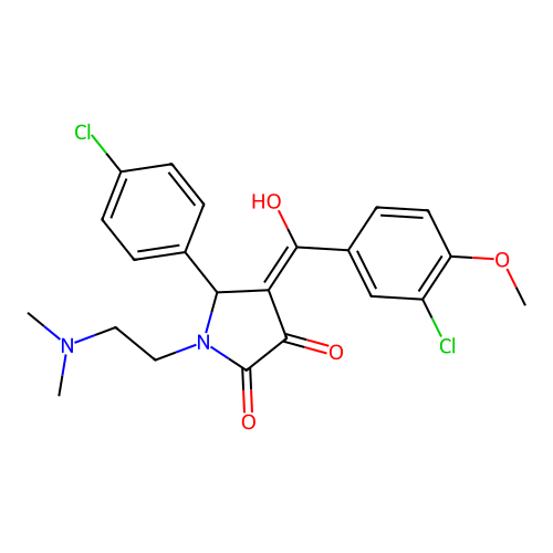 4-(3-chloro-4-methoxybenzoyl)-5-(4-chlorophenyl)-1-(2-(dimethylamino)ethyl)-3-hydroxy-1H-pyrrol-2(5H)-one structure