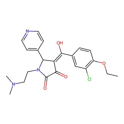 (4E)-4-[(3-chloro-4-ethoxyphenyl)-hydroxymethylidene]-1-(2-dimethylaminoethyl)-5-pyridin-4-ylpyrrolidine-2,3-dione structure