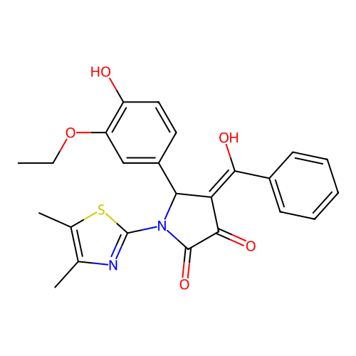 (4E)-1-(4,5-dimethyl-1,3-thiazol-2-yl)-5-(3-ethoxy-4-hydroxyphenyl)-4-[hydroxy(phenyl)methylidene]pyrrolidine-2,3-dione structure