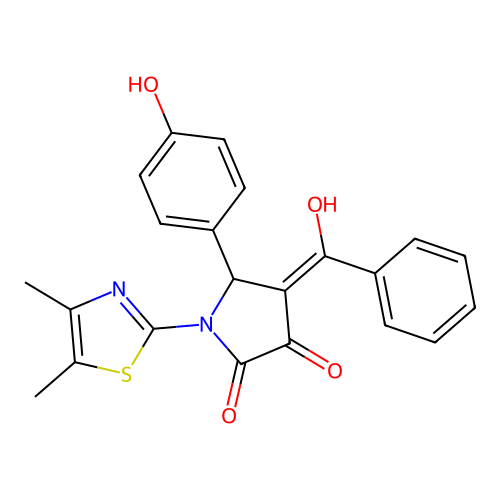 (4E)-1-(4,5-dimethyl-1,3-thiazol-2-yl)-5-(4-hydroxyphenyl)-4-[hydroxy(phenyl)methylidene]pyrrolidine-2,3-dione structure