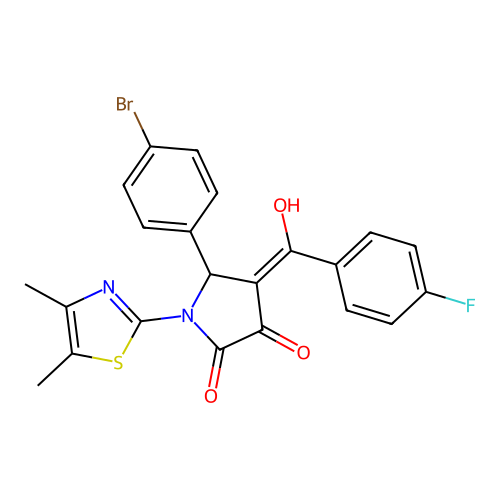 (4E)-5-(4-bromophenyl)-1-(4,5-dimethyl-1,3-thiazol-2-yl)-4-[(4-fluorophenyl)(hydroxy)methylidene]pyrrolidine-2,3-dione structure