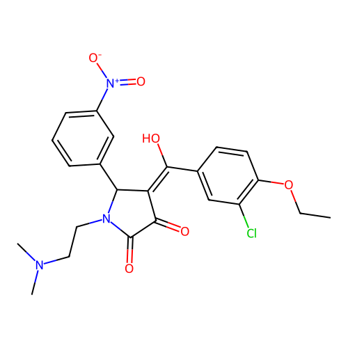 (4E)-4-[(3-chloro-4-ethoxyphenyl)-hydroxymethylidene]-1-(2-dimethylaminoethyl)-5-(3-nitrophenyl)pyrrolidine-2,3-dione structure