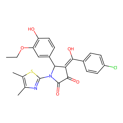 (4E)-4-[(4-chlorophenyl)(hydroxy)methylidene]-1-(4,5-dimethyl-1,3-thiazol-2-yl)-5-(3-ethoxy-4-hydroxyphenyl)pyrrolidine-2,3-dione structure
