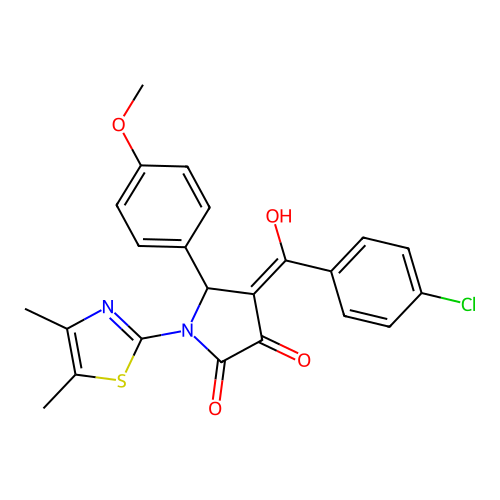 (4E)-4-[(4-chlorophenyl)(hydroxy)methylidene]-1-(4,5-dimethyl-1,3-thiazol-2-yl)-5-(4-methoxyphenyl)pyrrolidine-2,3-dione structure