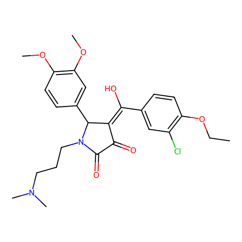 (4E)-4-[(3-chloro-4-ethoxyphenyl)-hydroxymethylidene]-5-(3,4-dimethoxyphenyl)-1-[3-(dimethylamino)propyl]pyrrolidine-2,3-dione structure