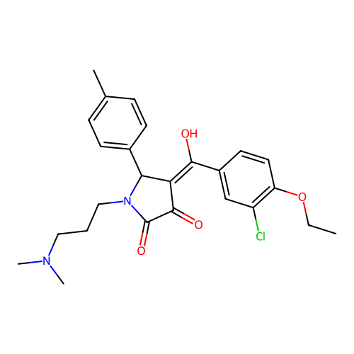 (4E)-4-[(3-chloro-4-ethoxyphenyl)-hydroxymethylidene]-1-[3-(dimethylamino)propyl]-5-(4-methylphenyl)pyrrolidine-2,3-dione structure
