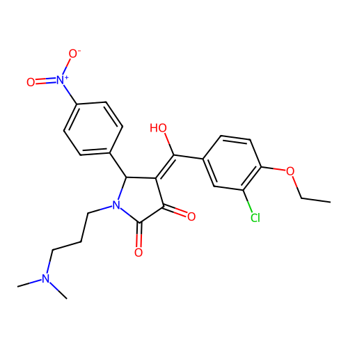 (4E)-4-[(3-chloro-4-ethoxyphenyl)-hydroxymethylidene]-1-[3-(dimethylamino)propyl]-5-(4-nitrophenyl)pyrrolidine-2,3-dione structure
