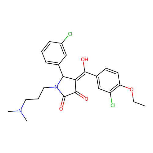 (4E)-4-[(3-chloro-4-ethoxyphenyl)-hydroxymethylidene]-5-(3-chlorophenyl)-1-[3-(dimethylamino)propyl]pyrrolidine-2,3-dione structure