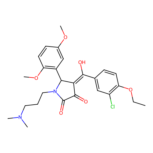 (4E)-4-[(3-chloro-4-ethoxyphenyl)-hydroxymethylidene]-5-(2,5-dimethoxyphenyl)-1-[3-(dimethylamino)propyl]pyrrolidine-2,3-dione structure