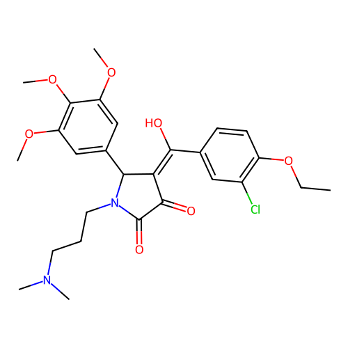 (4E)-4-[(3-chloro-4-ethoxyphenyl)-hydroxymethylidene]-1-[3-(dimethylamino)propyl]-5-(3,4,5-trimethoxyphenyl)pyrrolidine-2,3-dione structure
