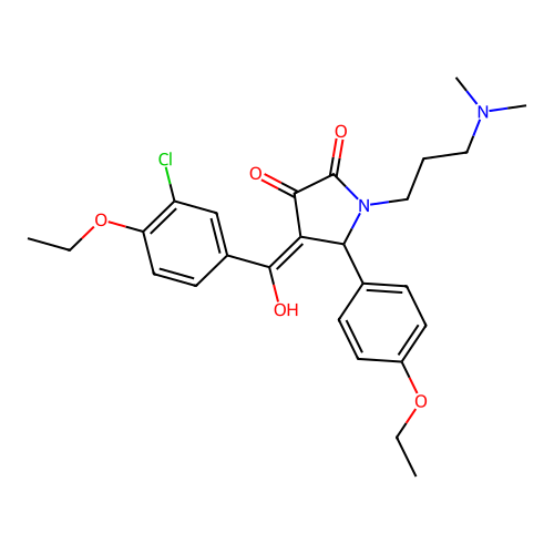 (4E)-4-[(3-chloro-4-ethoxyphenyl)-hydroxymethylidene]-1-[3-(dimethylamino)propyl]-5-(4-ethoxyphenyl)pyrrolidine-2,3-dione structure