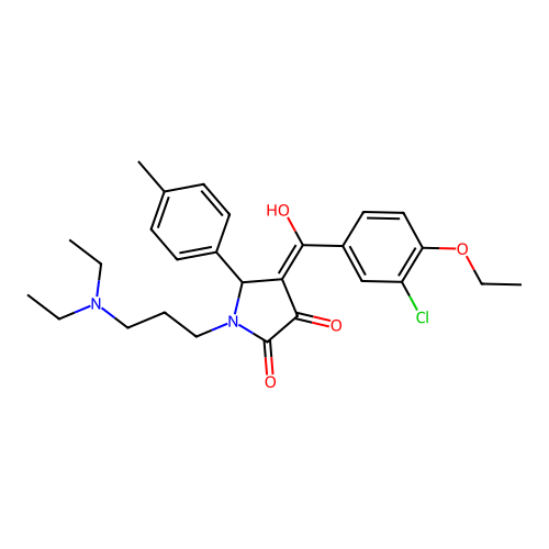 (4E)-4-[(3-chloro-4-ethoxyphenyl)-hydroxymethylidene]-1-[3-(diethylamino)propyl]-5-(4-methylphenyl)pyrrolidine-2,3-dione structure