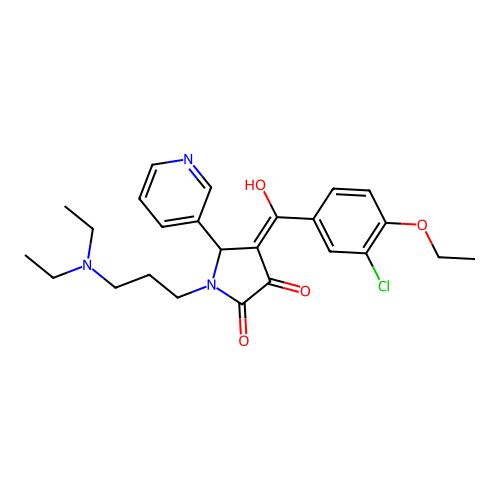 (4E)-4-[(3-chloro-4-ethoxyphenyl)-hydroxymethylidene]-1-[3-(diethylamino)propyl]-5-pyridin-3-ylpyrrolidine-2,3-dione structure