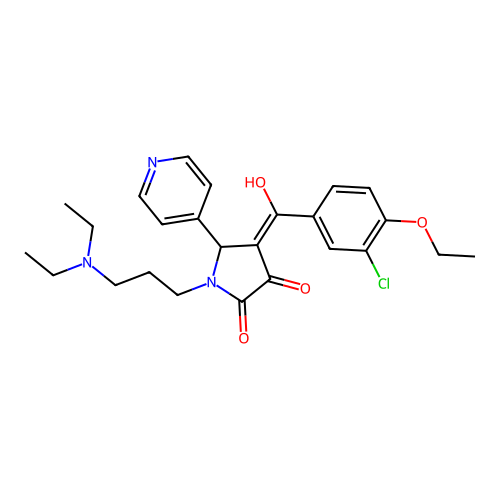 (4E)-4-[(3-chloro-4-ethoxyphenyl)-hydroxymethylidene]-1-[3-(diethylamino)propyl]-5-pyridin-4-ylpyrrolidine-2,3-dione structure