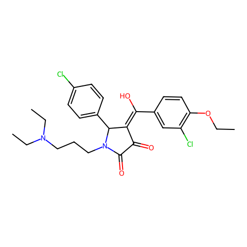 (4E)-4-[(3-chloro-4-ethoxyphenyl)-hydroxymethylidene]-5-(4-chlorophenyl)-1-[3-(diethylamino)propyl]pyrrolidine-2,3-dione structure