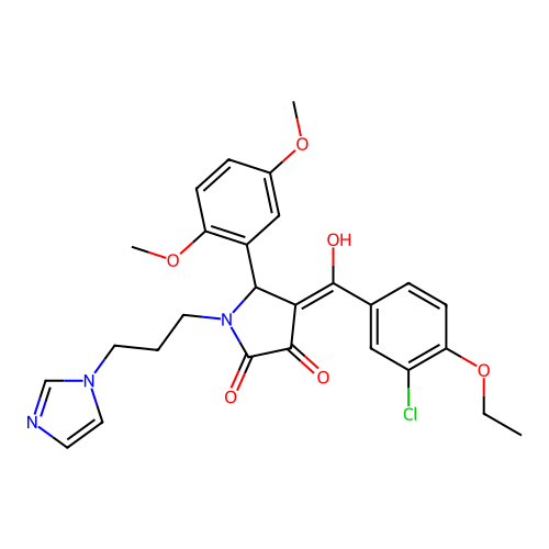 (4E)-4-[(3-chloro-4-ethoxyphenyl)-hydroxymethylidene]-5-(2,5-dimethoxyphenyl)-1-(3-imidazol-1-ylpropyl)pyrrolidine-2,3-dione structure