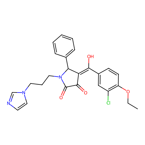 (4E)-4-[(3-chloro-4-ethoxyphenyl)-hydroxymethylidene]-1-(3-imidazol-1-ylpropyl)-5-phenylpyrrolidine-2,3-dione structure