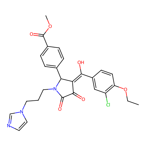methyl 4-(1-(3-(1H-imidazol-1-yl)propyl)-3-(3-chloro-4-ethoxybenzoyl)-4-hydroxy-5-oxo-2,5-dihydro-1H-pyrrol-2-yl)benzoate structure