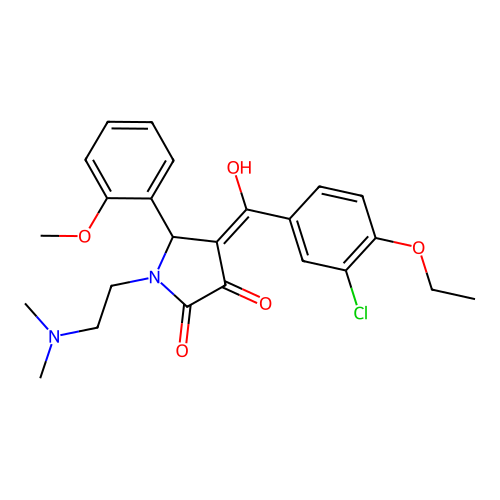 (4E)-4-[(3-chloro-4-ethoxyphenyl)-hydroxymethylidene]-1-(2-dimethylaminoethyl)-5-(2-methoxyphenyl)pyrrolidine-2,3-dione structure