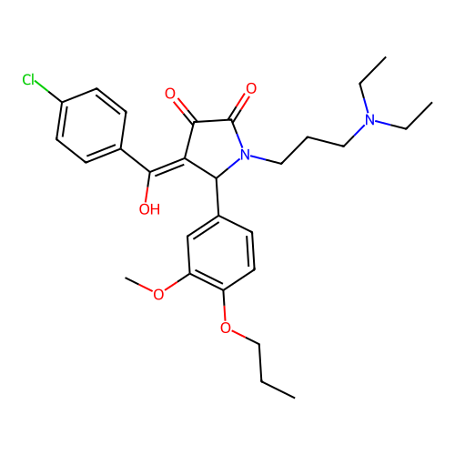 (4E)-4-[(4-chlorophenyl)-hydroxymethylidene]-1-[3-(diethylamino)propyl]-5-(3-methoxy-4-propoxyphenyl)pyrrolidine-2,3-dione structure