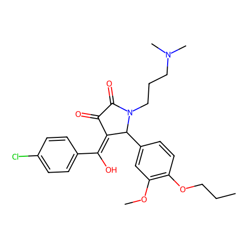 (4E)-4-[(4-chlorophenyl)-hydroxymethylidene]-1-[3-(dimethylamino)propyl]-5-(3-methoxy-4-propoxyphenyl)pyrrolidine-2,3-dione structure