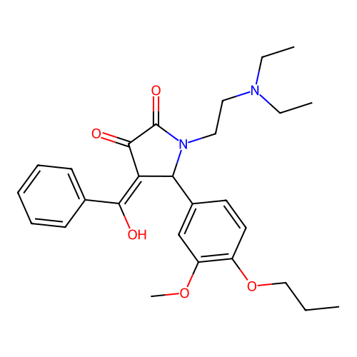 (4E)-1-(2-diethylaminoethyl)-4-[hydroxy(phenyl)methylidene]-5-(3-methoxy-4-propoxyphenyl)pyrrolidine-2,3-dione structure