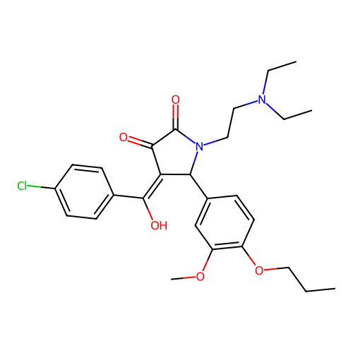 (4E)-4-[(4-chlorophenyl)-hydroxymethylidene]-1-(2-diethylaminoethyl)-5-(3-methoxy-4-propoxyphenyl)pyrrolidine-2,3-dione structure