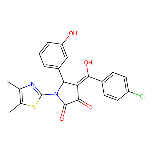 (4E)-4-[(4-chlorophenyl)(hydroxy)methylidene]-1-(4,5-dimethyl-1,3-thiazol-2-yl)-5-(3-hydroxyphenyl)pyrrolidine-2,3-dione structure