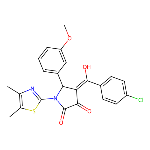(4E)-4-[(4-chlorophenyl)(hydroxy)methylidene]-1-(4,5-dimethyl-1,3-thiazol-2-yl)-5-(3-methoxyphenyl)pyrrolidine-2,3-dione structure
